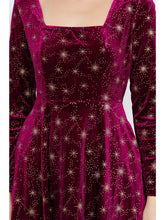 Load image into Gallery viewer, Burgundy Celestial Velvet Midi Dress