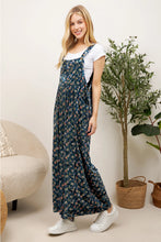 Load image into Gallery viewer, Teal Velvet Floral Overalls