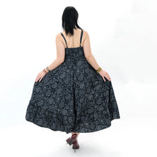 Load image into Gallery viewer, Woman wearing a black patterned dress on a white background