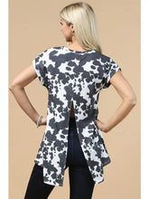 Load image into Gallery viewer, Zoey Cow Print Open Back High-Low Top