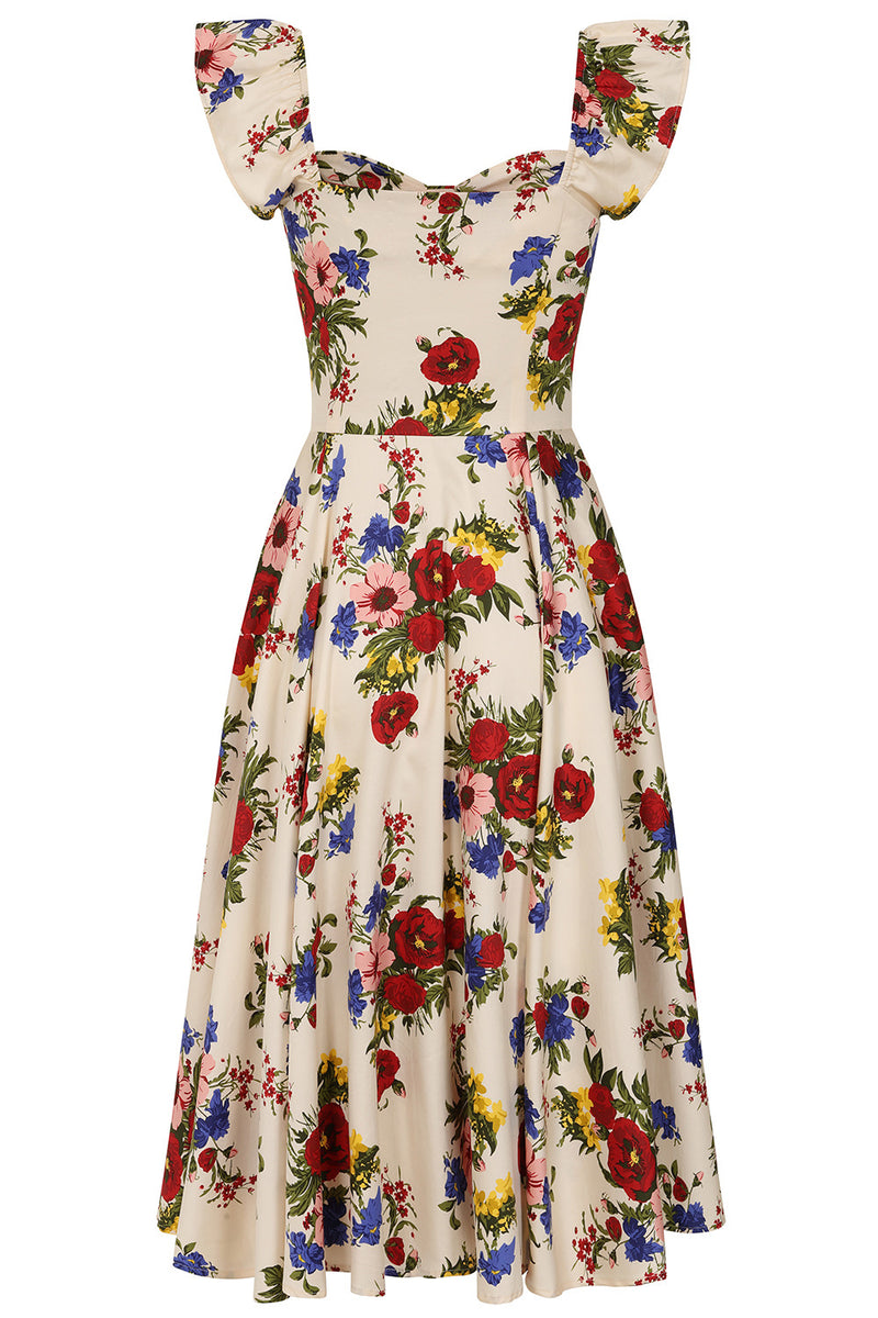 Groundbreaking Florals Cream Swing Dress