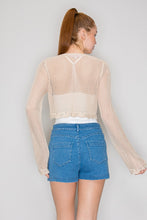 Load image into Gallery viewer, Toasty Tan Crochet Scallop Cardigan