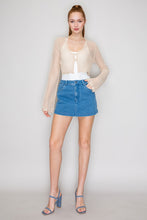 Load image into Gallery viewer, Toasty Tan Crochet Scallop Cardigan