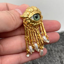 Load image into Gallery viewer, Evil Eye Pearl and Tassel Statement Earrings
