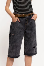 Load image into Gallery viewer, Mid Length Vintage Wash Grey Denim Shorts