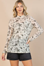Load image into Gallery viewer, Evalina Wild West Print Semi Sheer Mesh Top
