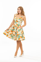 Load image into Gallery viewer, Oranges Print Fold-Over Fit and Flare Swing Dress