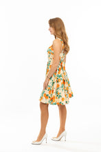 Load image into Gallery viewer, Oranges Print Fold-Over Fit and Flare Swing Dress
