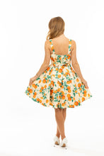Load image into Gallery viewer, Oranges Print Fold-Over Fit and Flare Swing Dress