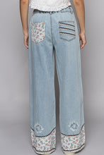 Load image into Gallery viewer, Floral Patchwork Denim Embroidery Detail Pants