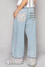 Load image into Gallery viewer, Floral Patchwork Denim Embroidery Detail Pants