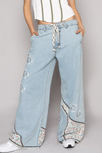 Load image into Gallery viewer, Floral Patchwork Denim Embroidery Detail Pants