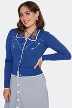 Load image into Gallery viewer, Desert Floral Blue Piped Cardigan