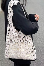 Load image into Gallery viewer, Khaki Flower Knitted Shopping Bag with Pouch