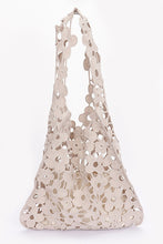 Load image into Gallery viewer, Khaki Flower Knitted Shopping Bag with Pouch