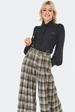 Load image into Gallery viewer, Green Plaid Wide Leg Suspender Trouser Pants