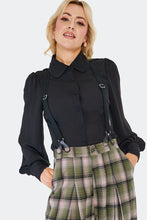 Load image into Gallery viewer, Green Plaid Wide Leg Suspender Trouser Pants