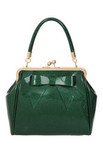 Load image into Gallery viewer, Green Glitter Classic Retro Bow Kisslock Handbag