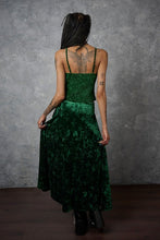 Load image into Gallery viewer, Green Crushed Velvet HiLo Skirt