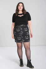 Load image into Gallery viewer, Jack O Lantern Denim Mini Skirt