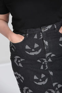 Jack O Lantern Denim Mini Skirt