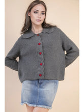 Load image into Gallery viewer, Gray Knit Heart Button Down Knit Cardigan