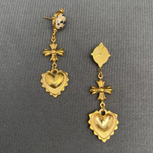 Load image into Gallery viewer, Delicate Heart and Cross Linked Statement Earrings