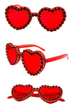Load image into Gallery viewer, Bling Rimmed Heart Sunglasses