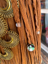 Load image into Gallery viewer, Brown Suede Triangle Fringe and Gold Embellishment Purse