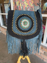 Load image into Gallery viewer, Empress Teal Medallion Fringe Purse
