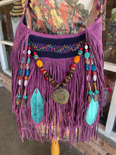 Load image into Gallery viewer, Orchid Leather Beaded Fringe Purse
