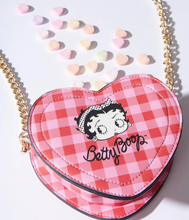Load image into Gallery viewer, Betty Boop Red and Pink Plaid Heart Mini Handbag