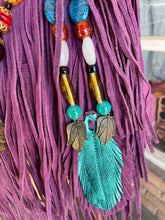 Load image into Gallery viewer, Orchid Leather Beaded Fringe Purse
