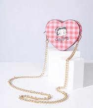 Load image into Gallery viewer, Betty Boop Red and Pink Plaid Heart Mini Handbag