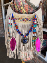 Load image into Gallery viewer, Ivory Leather Beaded Fringe Purse