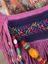 Load image into Gallery viewer, Orchid Leather Beaded Fringe Purse