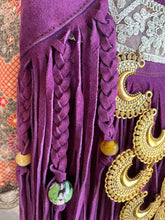 Load image into Gallery viewer, Orchid Suede Triangle Fringe and Gold Embellishment Purse