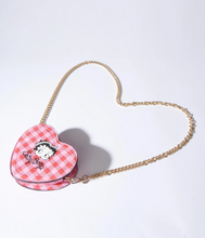 Load image into Gallery viewer, Betty Boop Red and Pink Plaid Heart Mini Handbag