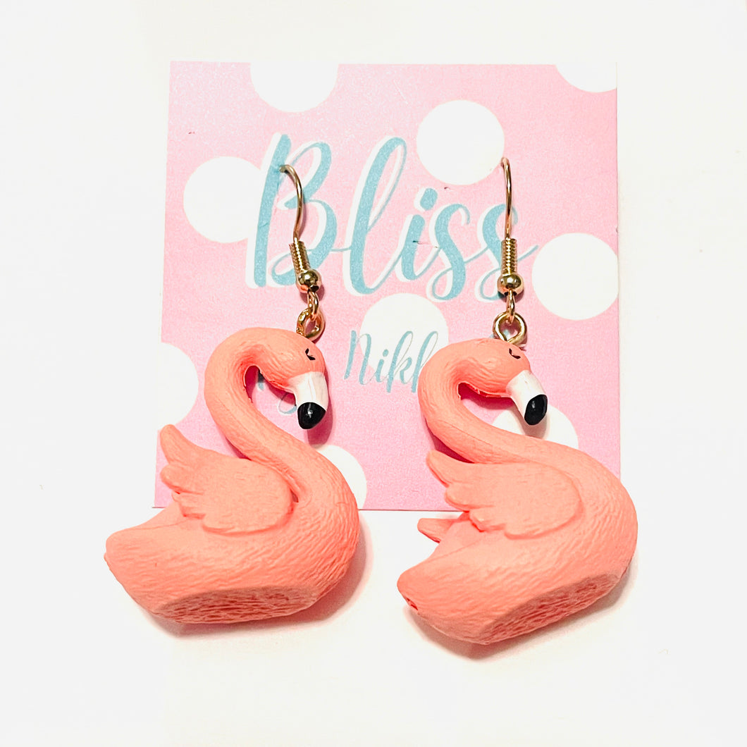 Swimming 3D Flamingo Statement Earrings