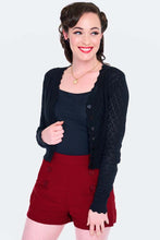 Load image into Gallery viewer, Black Knit Heart Pattern Cardigan
