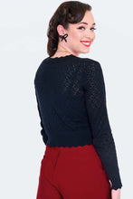 Load image into Gallery viewer, Black Knit Heart Pattern Cardigan