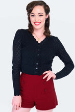 Load image into Gallery viewer, Black Knit Heart Pattern Cardigan