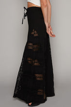 Load image into Gallery viewer, Black Lace Panel and Satin Detail Knit Pants