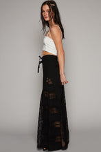 Load image into Gallery viewer, Black Lace Panel and Satin Detail Knit Pants