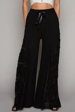 Load image into Gallery viewer, Black Lace Panel and Satin Detail Knit Pants
