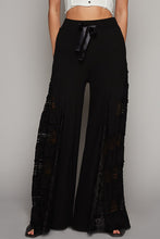 Load image into Gallery viewer, Black Lace Panel and Satin Detail Knit Pants