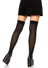 Load image into Gallery viewer, Black Rib Knit Over the Knee Socks