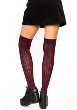 Load image into Gallery viewer, Burgundy Rib Knit Over the Knee Socks