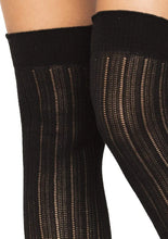 Load image into Gallery viewer, Black Rib Knit Over the Knee Socks