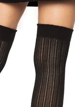 Load image into Gallery viewer, Black Rib Knit Over the Knee Socks